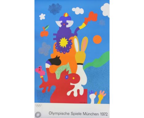 After Otmar Alt (German),
Colour lithograph poster,
'Olympische Spiele Munchen 1972', an original Munich Olympic poster of an
