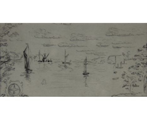 Edward Seago (1910 - 1974)
pencil sketch,
Mural design with ships,
from sketch portfolio included mural and theatre designs
P