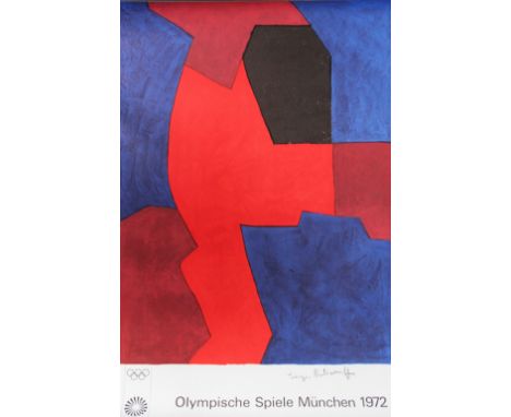 After Serge Paliakoff (Russian),
Colour lithograph poster,
'Olympische Spiele Munchen 1972', an original Munich Olympic poste