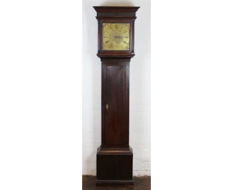 A mid 18th century Shropshire oak longcase clock, 28cm dial with Roman numeral chapter ring, signed Bradley Tong (Shifnal), a