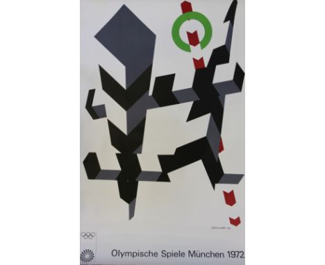 After Allan d'Arcangelo (American),
Colour lithograph poster,
'Olympische Spiele Munchen 1972', an original Munich Olympic po