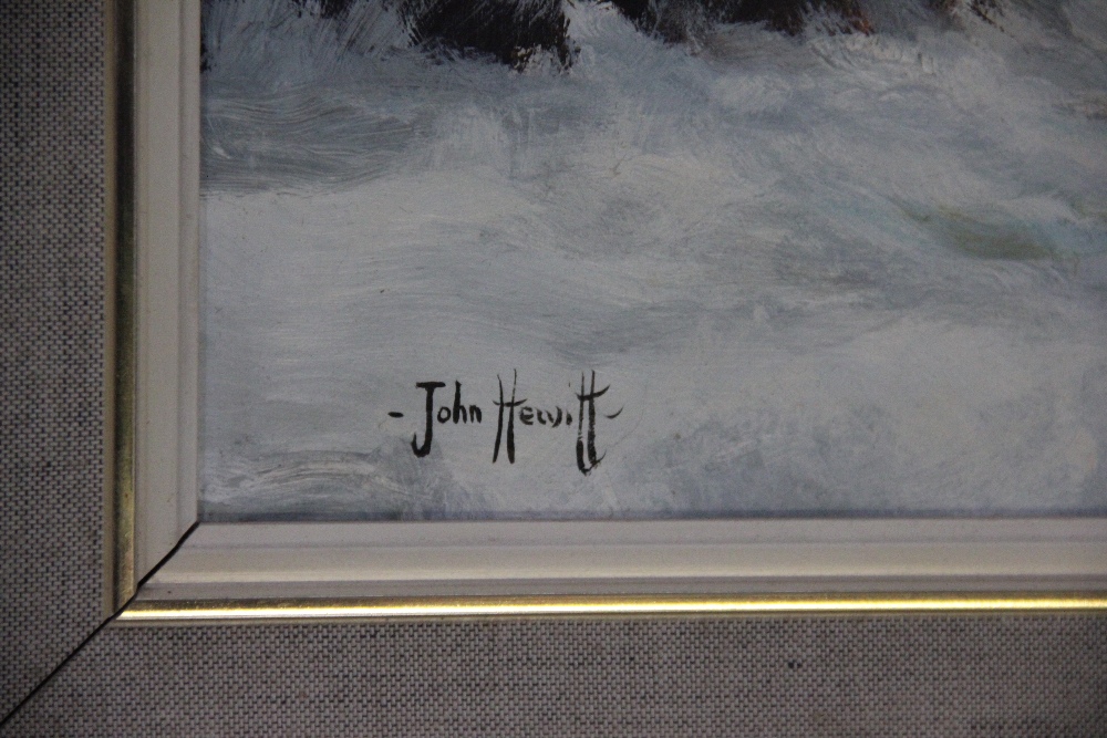 John Hewitt oil on board, Cornish seascape with seagulls signed lower