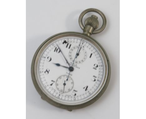 An M.D.S Timer silver plated cased pocket watch, with stopwatch and subsidiary dials