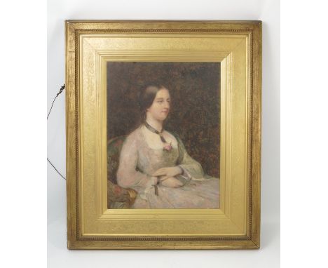 A 19th century English School watercolour, portrait of a young woman, inscribed verso Elizabeth (Yates) wife of S H Thompson 