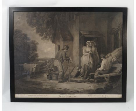 Three 19th century black and white prints, Hay Makers, The Citizens Retreat and Selling Rabbits, after a painting by J Ward a