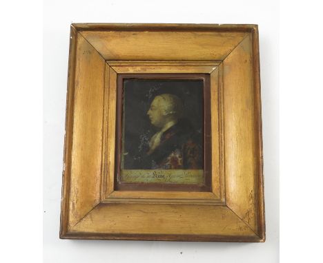 An 18th century reverse print on glass or treacle print, of George the III King of Great Britain, printed for John Bowles and