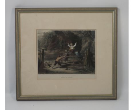 After W Collins, colour print, Happy as a King, engraved by Cousen, 8.5ins x 10ins