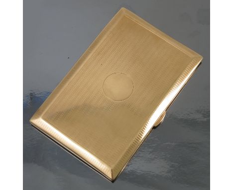 A 9ct gold cigarette case, with engine turned decoration, weight 167g gross 
