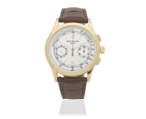 Patek Philippe. An 18K gold manual wind chronograph wristwatchReference: 5170J-001Date: Purchased 12th September 2012Movement