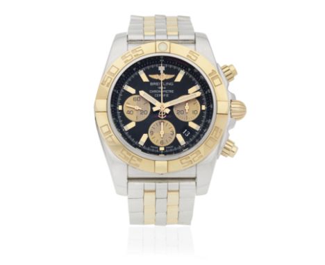 Breitling. A stainless steel and gold automatic calendar chronograph bracelet watchModel: Chronomat 44Reference: CB0110Date: 