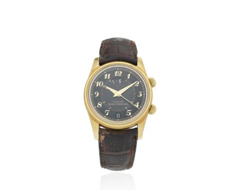 Girard-Perregaux. An 18K gold automatic calendar wristwatch with alarm and dual time zoneModel: Time Zone-Alarm-AutomaticRefe