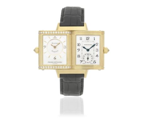 Jaeger-LeCoultre. A lady's 18K gold diamond set manual wind wristwatchModel: Reverso DuettoReference: 256.1.75Date: Circa 200