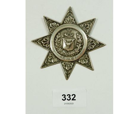 A Victorian silver Ancient Order of Foresters sash badge by I &amp; T, Birmingham 1874, 8.5cm wide, 22.5g 