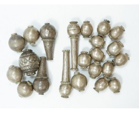 A group of vintage assorted Middle Eastern white metal beads 