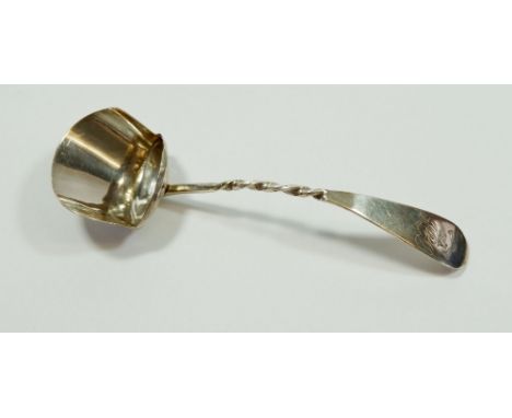 A Scottish silver shovel form caddy spoon with spiral twist stem, Edinburgh 1820 