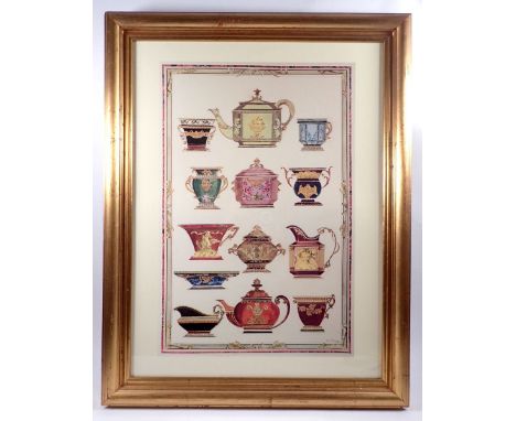 A pair of prints of antique porcelain, 51 x 32cm 