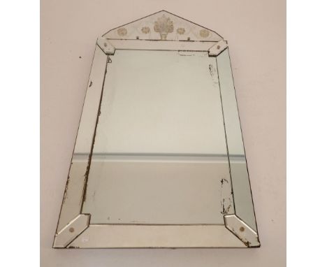 A vintage Venician style arch topped mirror, 90 x 50cm 
