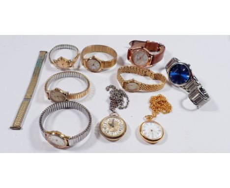 A group of wrist watches and fob watches to include ladies Tissot, Sekonda, Rotary and gents Accurist 