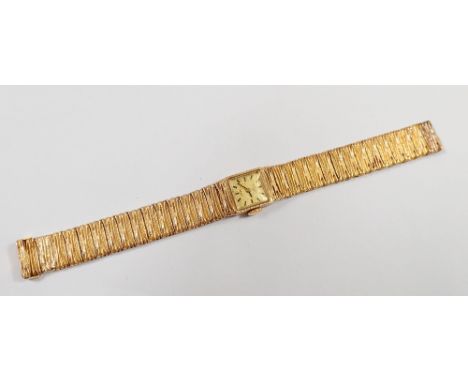 A Rotary vintage 9 carat gold ladies wrist watch and textured strap, 39g 