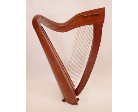 A Celtic harp with painted decoration, H 110 x W 67 cm 