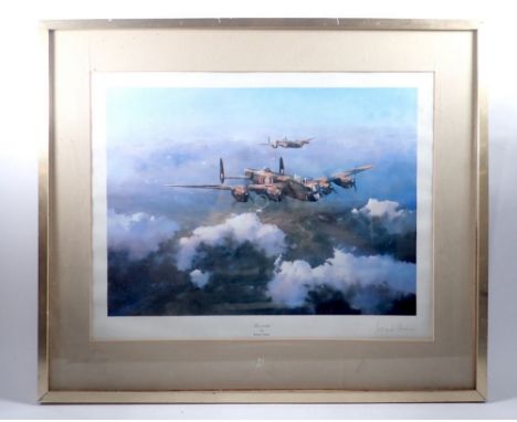 Robert Taylor - 'Lancaster' first edition print signed by Group Captain Leonard Cheshire, 35 x 47cm 