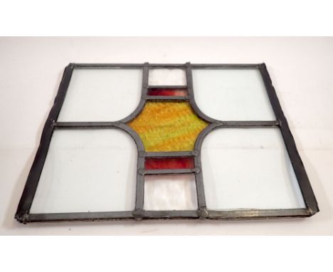 A lead and stained glass panel, 33 x 23cm 