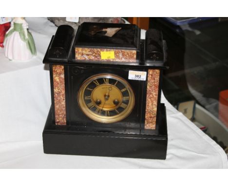 Late 19th century slate and marble mantle clock, Kays Ltd Paris