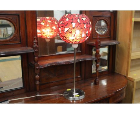 Decorative table lamp with red glass shade, height 52 cm