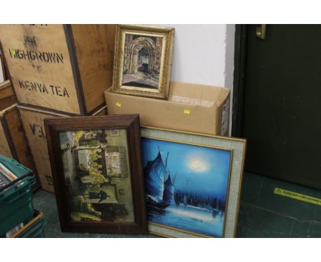 Small quantity of framed pictures - camel and donkey print etc