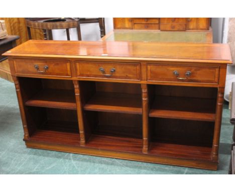 Modern yew sideboard with three drawers and shelf space