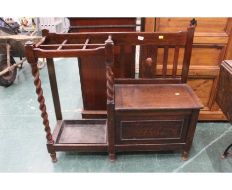 A 1920's/30's oak telephone table/stick stand 