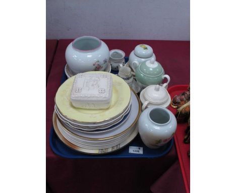 Wedgwood Bearix Potter 'Peter Rabbit' Bowl, Wedgwood embossed Queens ware trinket box, plates etc:- One Tray.