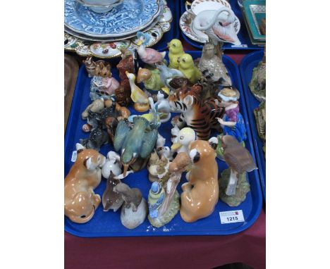 Royal Doulton 'Bunnykins', Royal Albert Cottontail, USSR animal figure, Royal Worcester figure of a Kingfisher, etc:- One Tra