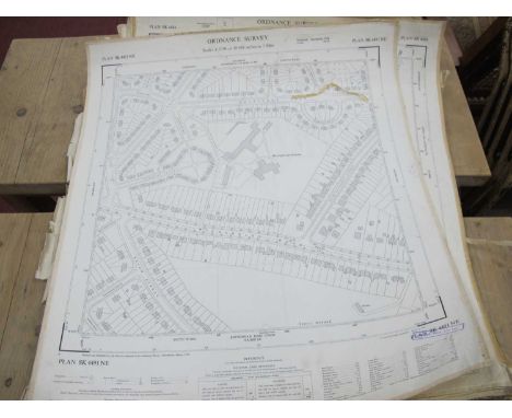 Roll of approx. 40 ordnance survey sheet maps dated 1950-58 Sheffield and West Riding, Norton, Arbourthorne, Brightside, Fort