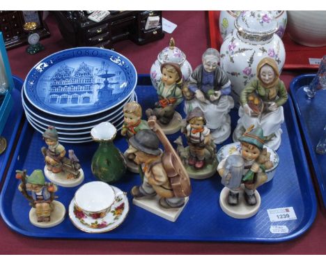 Six Royal Copenhagen Calendar Plates 1975-1980, Hummel figures etc:- One Tray and Boxes1) Three Hummel Figures damages. 2) Pa