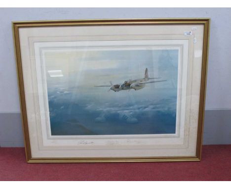 Leonard Pearman Signed Limited Edition Print, 390/500 "Enemy Coast Below", also signed by Air Vice Marshall D.C.T Bennett, 50