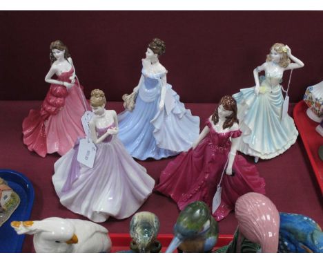 Five Coalport Figurines, Eternal Love, Ruby Anniversary, Janet, Victoria, Celebration Time.GOOD CONDITION