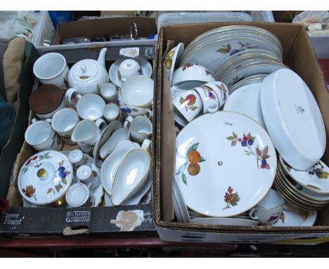A large collection of Royal Worcester Evesham tea and dinnerware to include lidded tureens, dishes, gravy boat and saucer, te