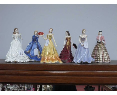 Six Royal Worcester Figurines, Just For You, Southern Belle 614/1000, Lauren, Special Mum, Carmen, Southern Belle (6).good co