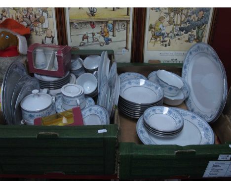 Noritake 'Blue Hill' Dinner and Tea Service, meat plates, dinner plates, cups, saucers, teapot etc:- Two Boxes