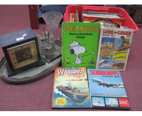 Flashing Blade Number One, Albert and Balbus Samuel Small, annuals:- One Box, plated ware, mantle clock