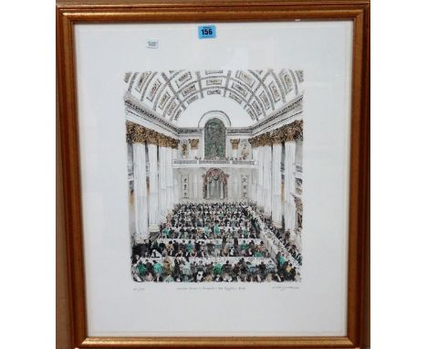 A group of four, including a David Gentleman print of the Egyptian Hall, Mansion House, a Hugh Casson print of the Lord Mayor