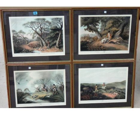 After Samuel Howitt, Shooting; Hunting, a group of eight reproduction prints from the original aquatints, each 34.5cm x 46.5c