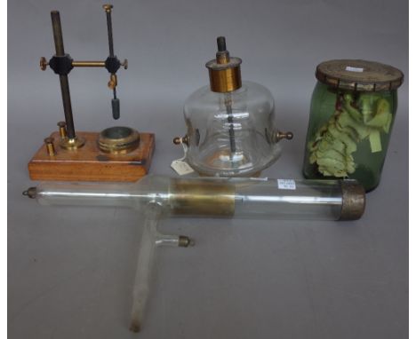 Hartmann &amp; Braun, Frankfurt; a scientific instrument, possibly part of a Galvanometer, two glass test tubes, one by Leyho