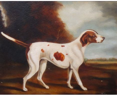 T** S** (20th century), Portrait of a Pointer, oil on canvas, signed with initials, 39cm x 49cm..
