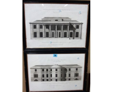 George Richardson (c. 1800), North elevation of Eastwell Park House; South elevation of Doddington Hall, a pair of aquatints,