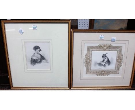 A group of eight, including two figurative pencil drawings signed Collins 1834 &amp; 1836, a pencil drawing in the manner of 