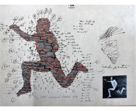 Paul Neagu (1938-2004), Jump, lithograph with hand colouring and applied photograph, signed, inscribed, dated 1979, numbered 