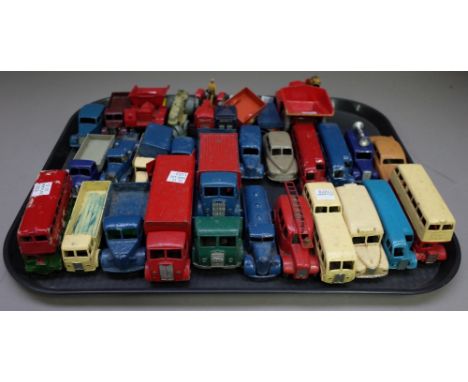 A quantity of Dinky die-cast vehicles, pre and post war including Foden lorry, 'Slumberland' Guy truck, Guy flatbed lorry, nu