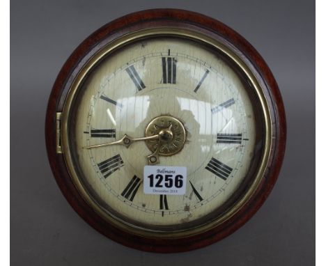 A mahogany cased postman's alarm clock, with 5.5 inch painted wooden dial (lead weight and pendulum) and an oak cased drop di
